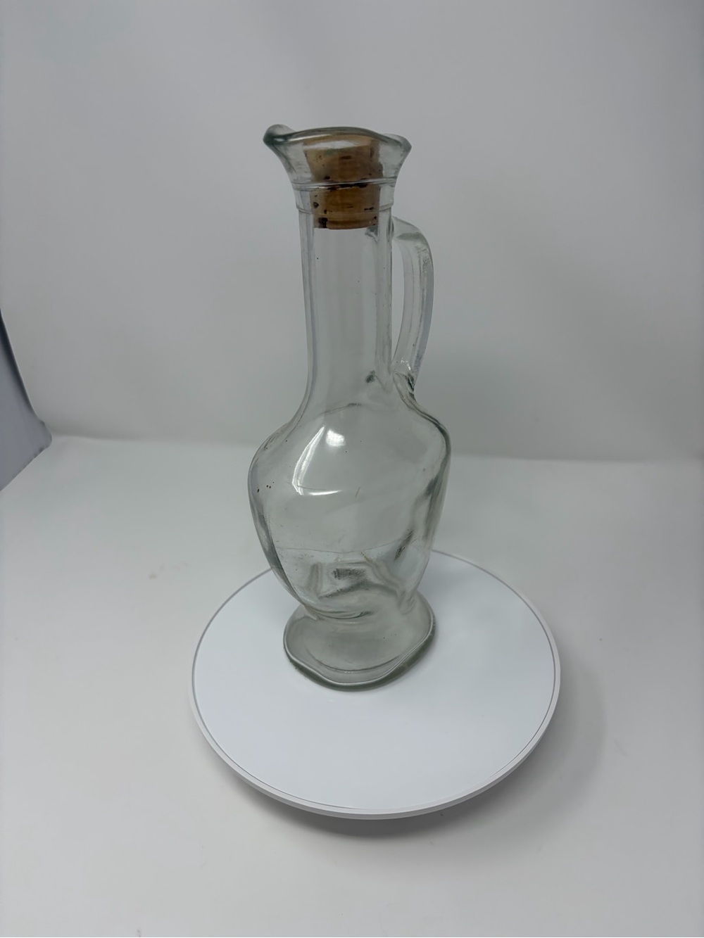 Vintage Cruet Oil-Vinager-Dressing Glass Decanter Jar w Cork Stopper